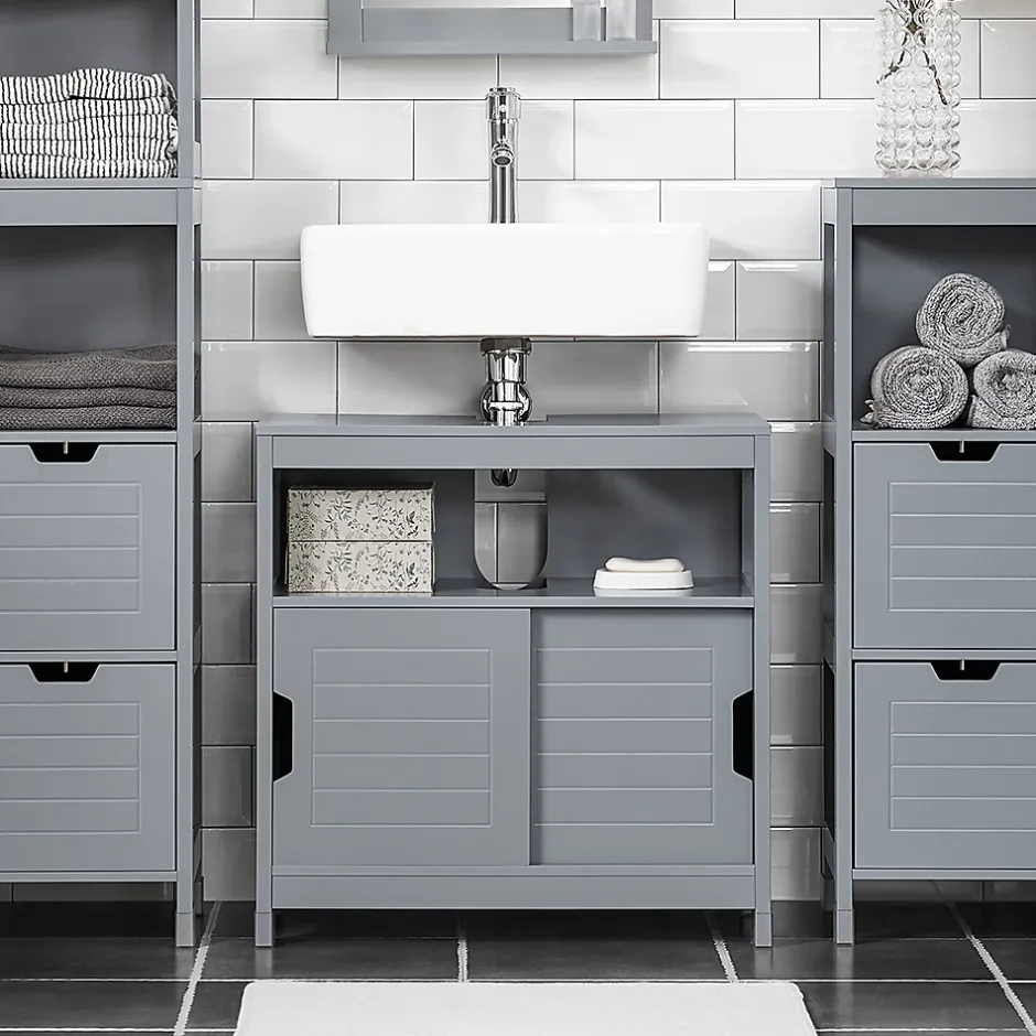 Sobuy Meuble sous-Lavabo Meuble de Salle de Bain Vasque 2 Portes coulissantes, FRG128-SG,* Meuble Sous Lavabo