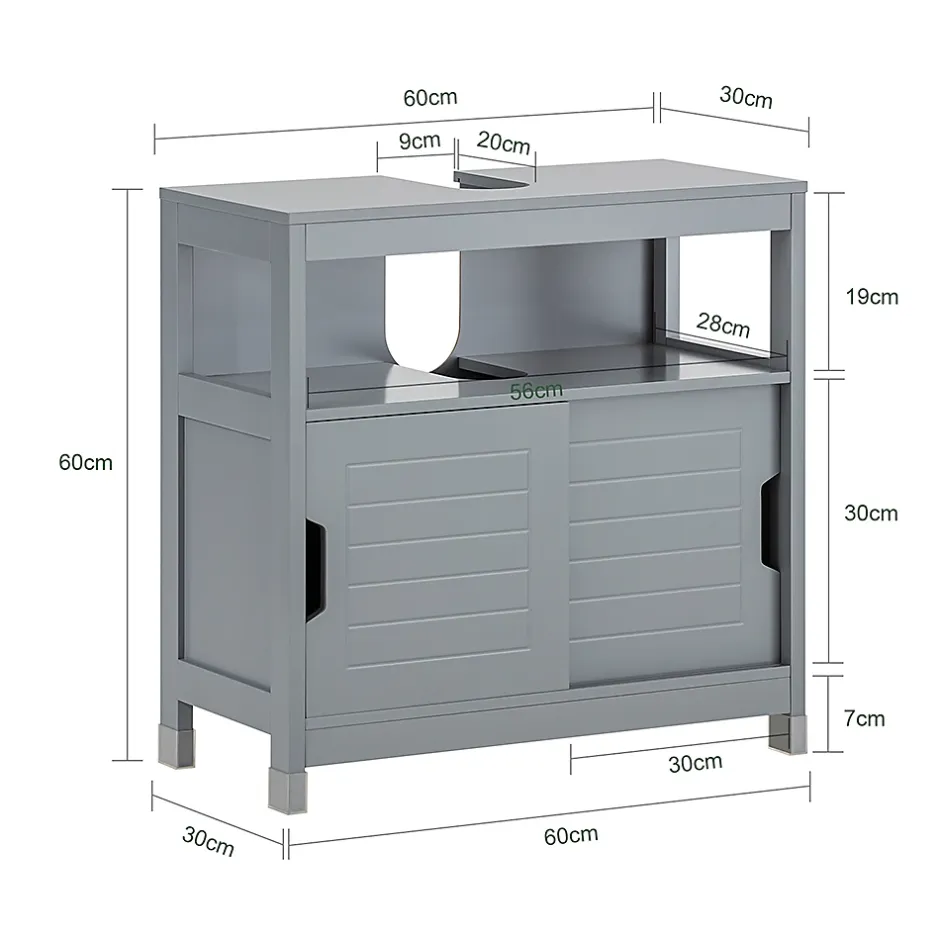 Sobuy Meuble sous-Lavabo Meuble de Salle de Bain Vasque 2 Portes coulissantes, FRG128-SG,* Meuble Sous Lavabo