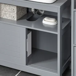 Sobuy Meuble sous-Lavabo Meuble de Salle de Bain Vasque 2 Portes coulissantes, FRG128-SG,* Meuble Sous Lavabo