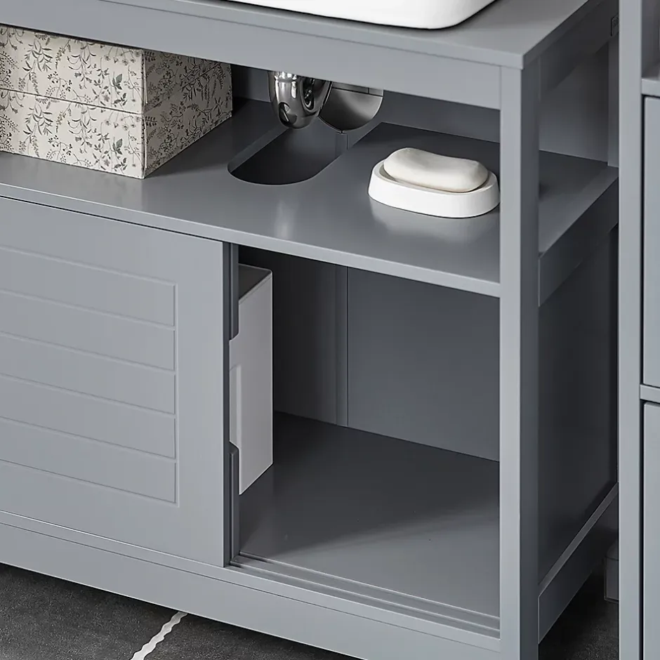 Sobuy Meuble sous-Lavabo Meuble de Salle de Bain Vasque 2 Portes coulissantes, FRG128-SG,* Meuble Sous Lavabo