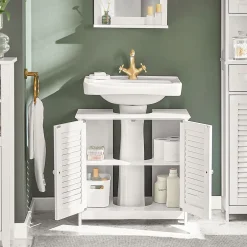 Sobuy Meuble sous-Lavabo Meuble de Salle de Bain - 2 Portes, FRG237-II-W,