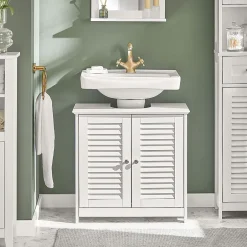 Sobuy Meuble sous-Lavabo Meuble de Salle de Bain - 2 Portes, FRG237-II-W,