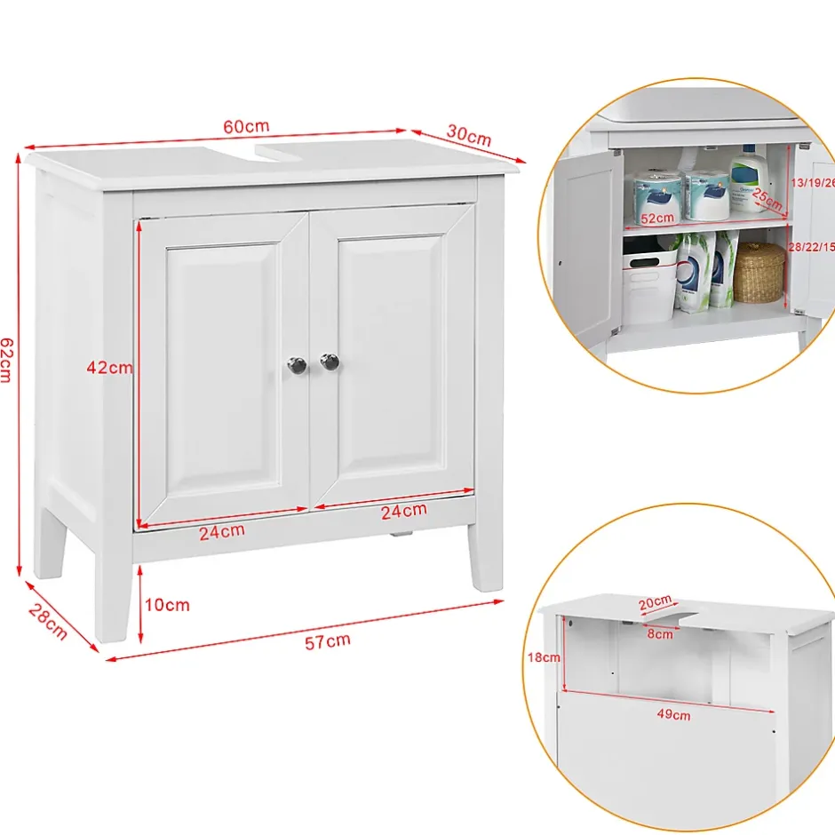 Sobuy Meuble Sous-Lavabo Meuble de Salle de Bain, FRG202-W,* Meuble Sous-Vasque