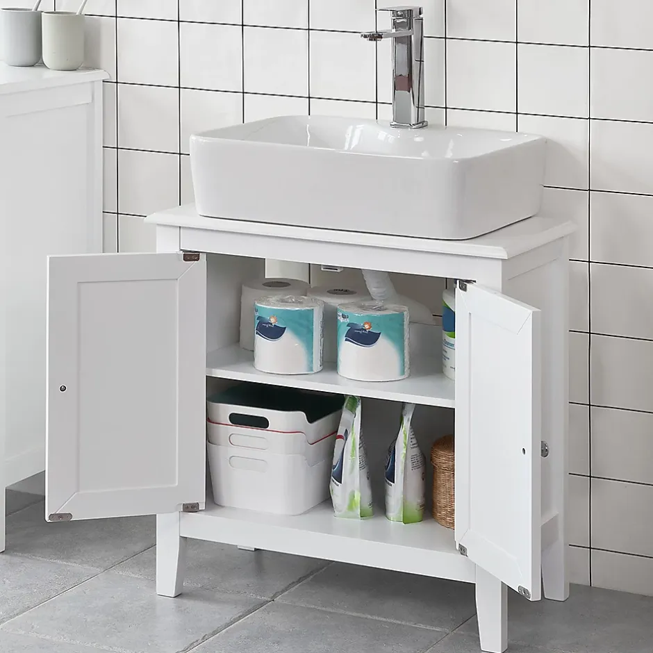 Sobuy Meuble Sous-Lavabo Meuble de Salle de Bain, FRG202-W,* Meuble Sous-Vasque