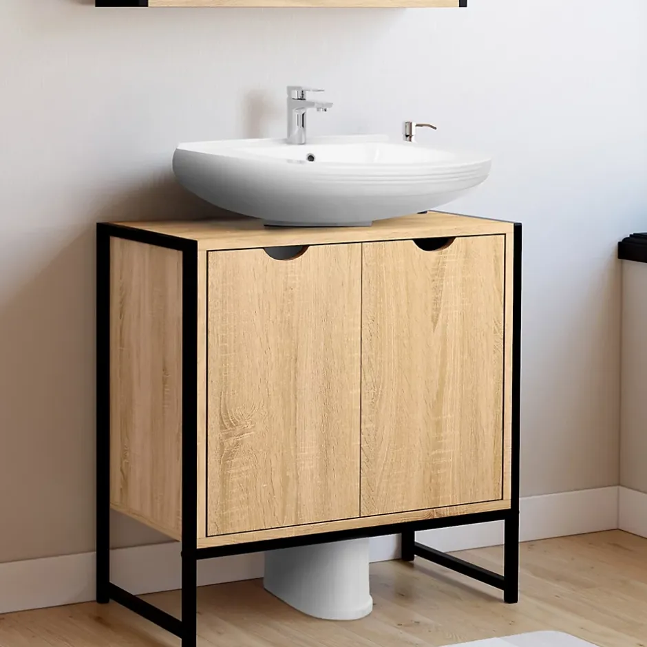 IDMarket Meuble sous-lavabo salle de bain DETROIT design industriel