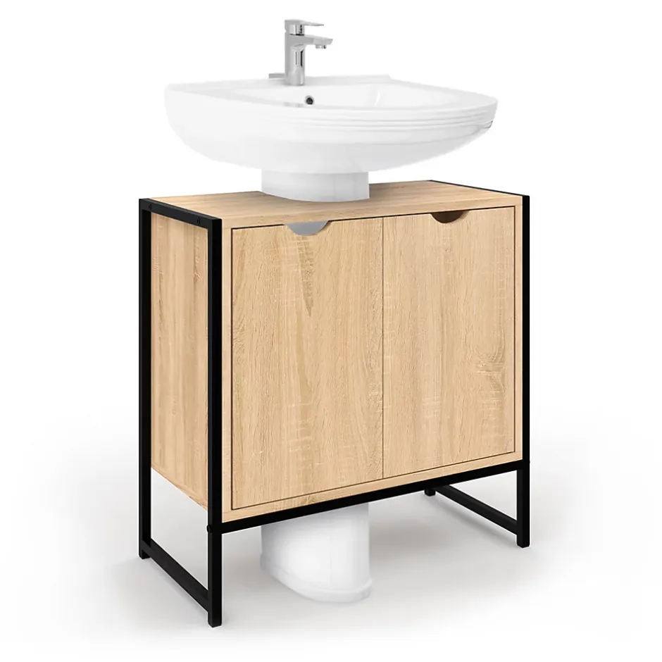 IDMarket Meuble sous-lavabo salle de bain DETROIT design industriel