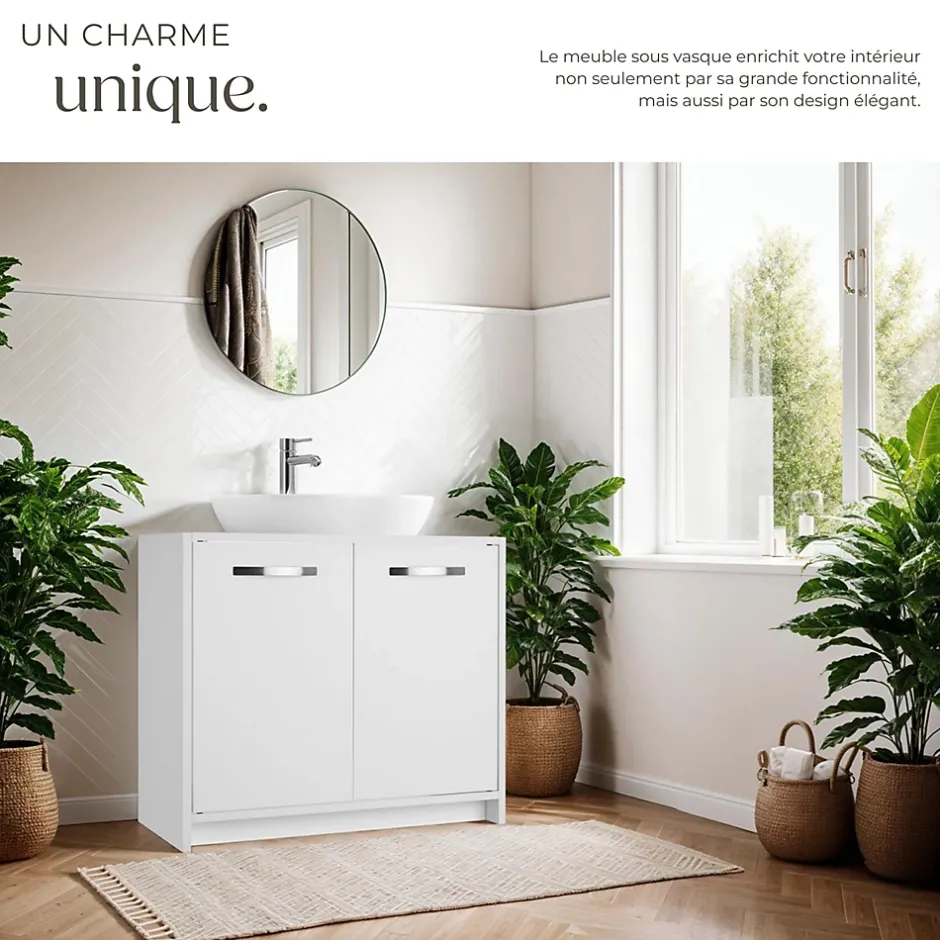 Tectake Meuble sous-lavabo spacieux avec capacité de charge de 20 kg blanc* Lave-Mains