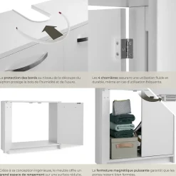 Tectake Meuble sous-lavabo spacieux avec capacité de charge de 20 kg blanc* Lave-Mains
