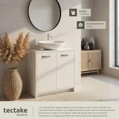 Tectake Meuble sous-lavabo spacieux avec capacité de charge de 20 kg blanc* Lave-Mains
