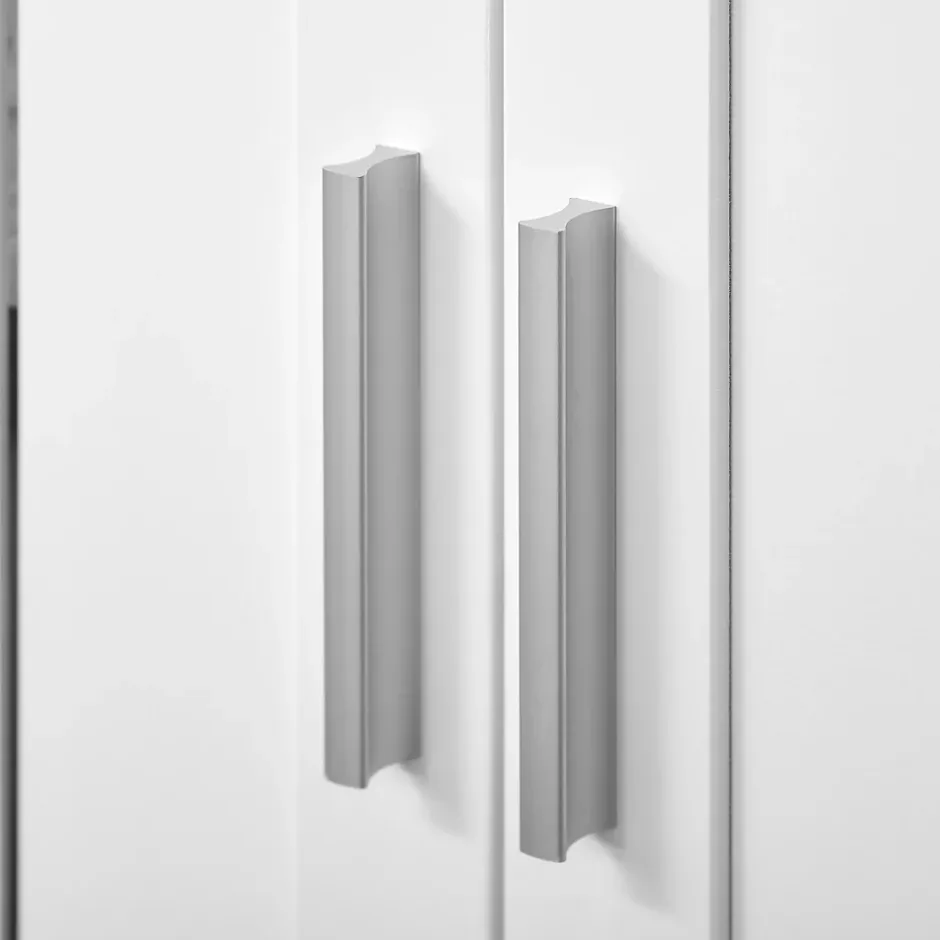 kleankin Meuble sous-vasque - 2 portes rainurées avec étagère réglable - poignées alliage aluminium - dim. 60L x 30l x 60H cm - MDF blanc
