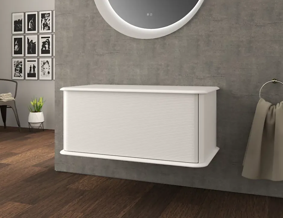 Baden Meuble sous-vasque à suspendre l.95 cm avec plan de toilette, blanc mat, Idra* Meuble Buanderie