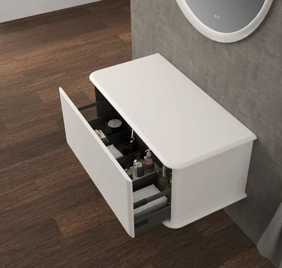 Baden Meuble sous-vasque à suspendre l.95 cm avec plan de toilette, blanc mat, Idra* Meuble Buanderie