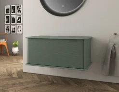 Baden Meuble sous-vasque à suspendre l.95 cm avec plan de toilette, vert mat, Idra* Meuble Buanderie