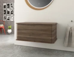 Baden Meuble sous-vasque à suspendre l.95 cm avec plan de toilette, effet noyer, Idra