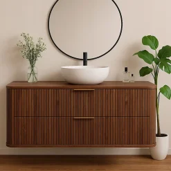 Furnidea Meuble sous-vasque à suspendre GLAMOUR coloris noyer foncé 120 cm