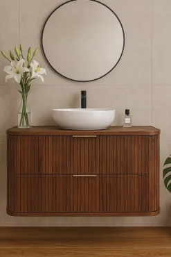Furnidea Meuble sous-vasque à suspendre GLAMOUR coloris noyer foncé 100 cm