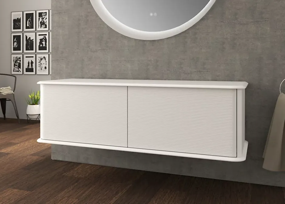 Baden Meuble sous-vasque à suspendre l.141 cm avec plan de toilette, blanc mat, Idra