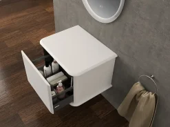 Baden Meuble sous-vasque à suspendre l.61 cm avec plan de toilette, blanc mat, Idra* Meuble Buanderie
