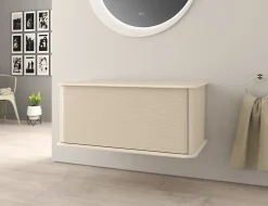 Baden Meuble sous-vasque à suspendre l.95 cm avec plan de toilette, beige coton, Idra* Meuble Buanderie