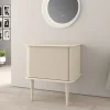 Baden Meuble sous-vasque à suspendre l.61 cm avec plan de toilette et pieds H.29 cm, beige coton, Idra* Meuble Buanderie
