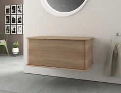 Baden Meuble sous-vasque à suspendre l.95 cm avec plan de toilette, effet chêne tabac, Idra