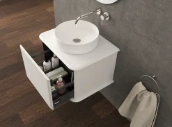 Baden Meuble sous-vasque à suspendre l.61 cm avec plan de toilette et vasque à poser, blanc mat, Idra