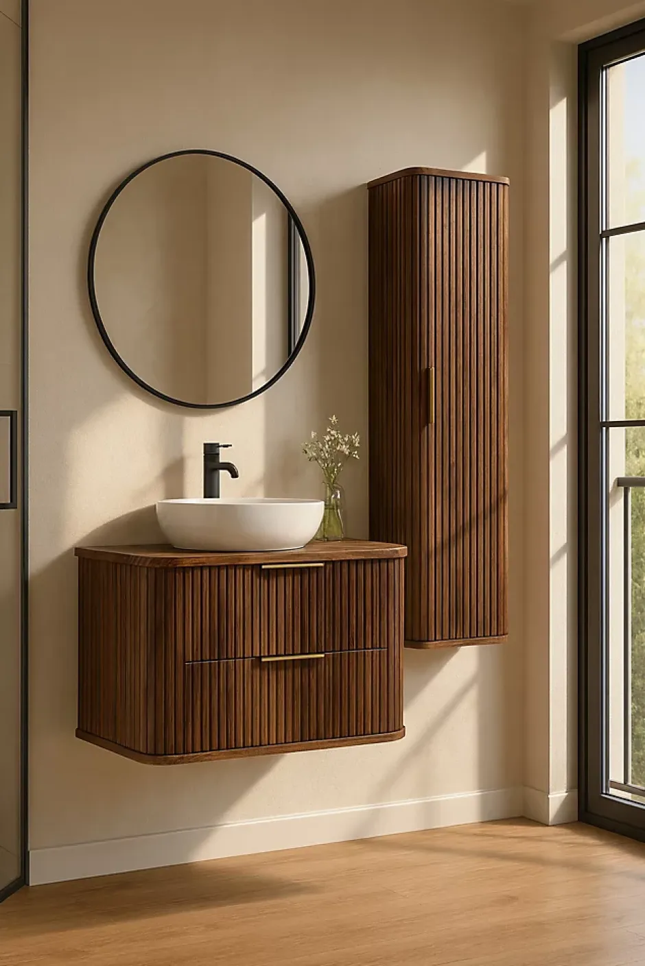 Furnidea Meuble sous-vasque à suspendre GLAMOUR coloris noyer foncé 80 cm