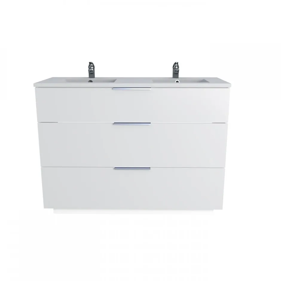 Weber Industries Meuble sous-vasque 3 tiroirs MARBELLA 120 cm + vasque / Blanc
