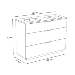 Weber Industries Meuble sous-vasque 3 tiroirs MARBELLA 120 cm + vasque / Blanc