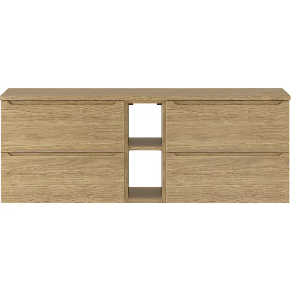 Petits-Meubles Meuble sous-vasque 140cm 2 niches plan de toilette Viggo Bois