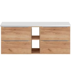 Petits-Meubles Meuble sous-vasque 140cm 2 niches April Bois et Blanc* Meuble Sous-Vasque