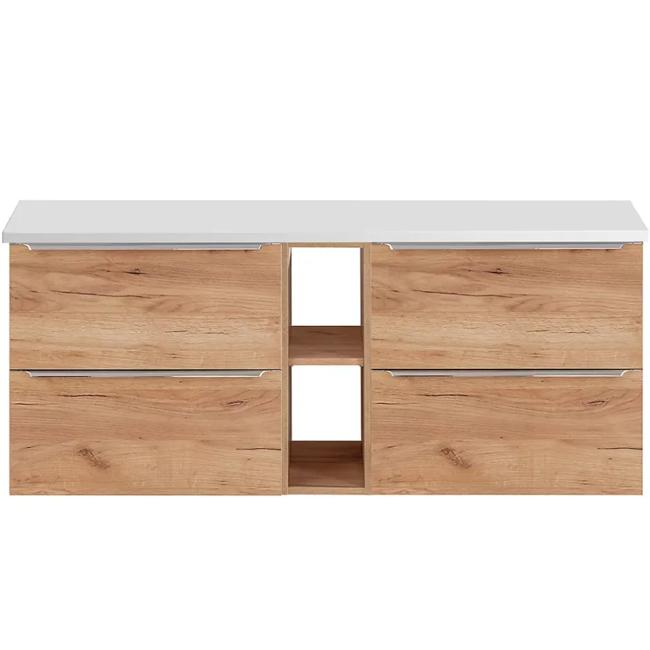 Petits-Meubles Meuble sous-vasque 140cm 2 niches April Bois et Blanc* Meuble Sous-Vasque