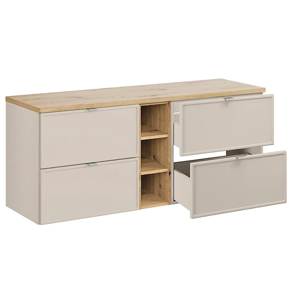 Petits-Meubles Meuble sous-vasque 140cm 3 niches Alba Cachemire* Meuble Sous-Vasque