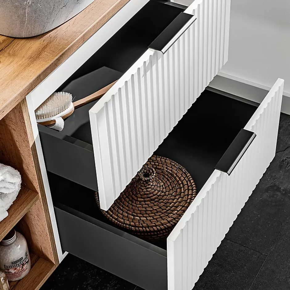 Petits-Meubles Meuble sous-vasque 140cm 2 niches Adriel Blanc