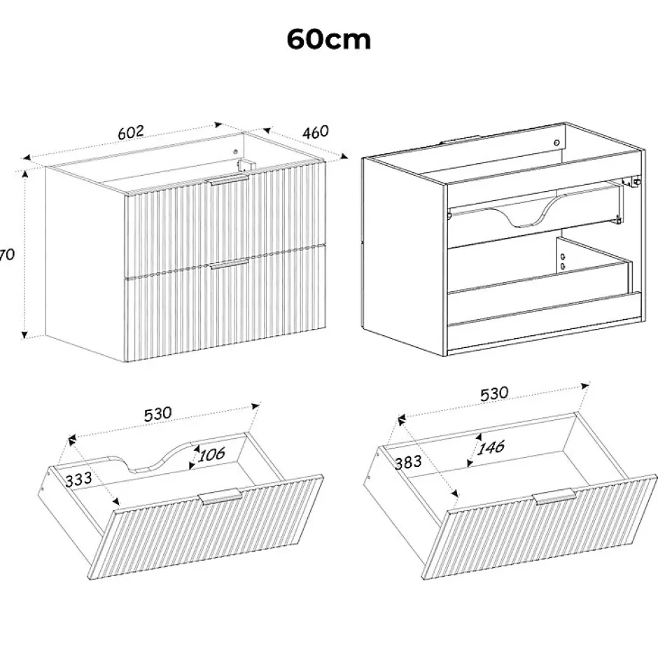 Petits-Meubles Meuble sous-vasque 140cm 2 niches Adriel Blanc
