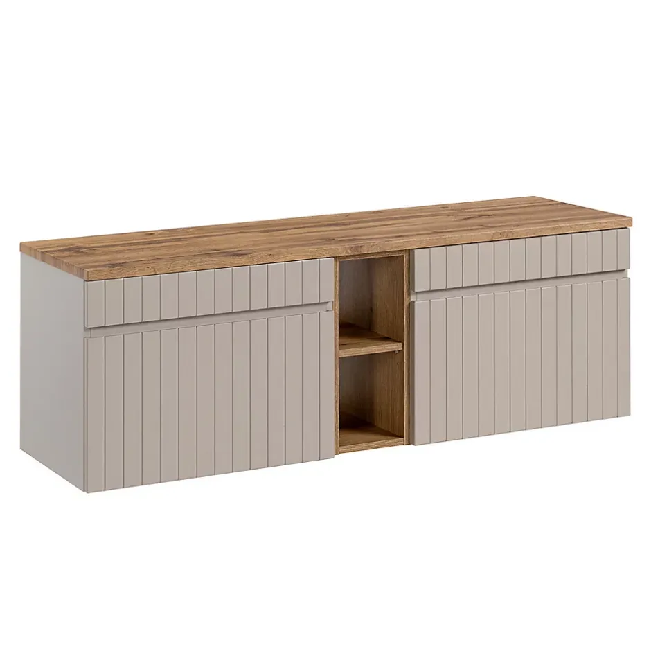 Petits-Meubles Meuble sous-vasque 140cm 2 niches Zelie Cachemire et Bois* Meuble Sous-Vasque