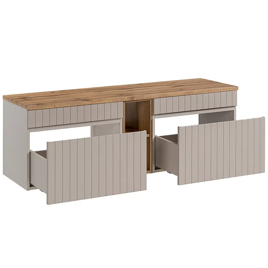 Petits-Meubles Meuble sous-vasque 140cm 2 niches Zelie Cachemire et Bois* Meuble Sous-Vasque