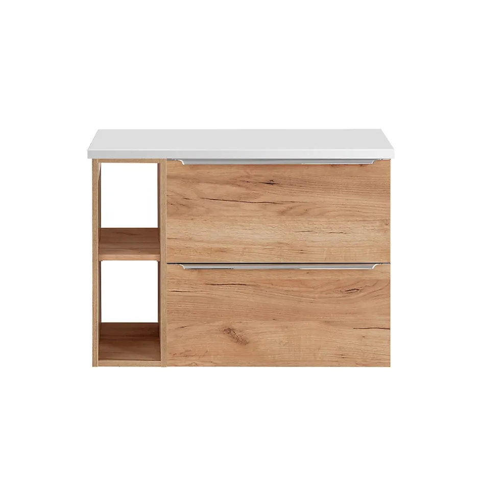 Petits-Meubles Meuble sous-vasque 80cm 2 niches April Bois et Blanc* Meuble Sous-Vasque