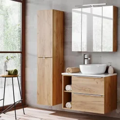 Petits-Meubles Meuble sous-vasque 80cm 2 niches April Bois et Blanc* Meuble Sous-Vasque