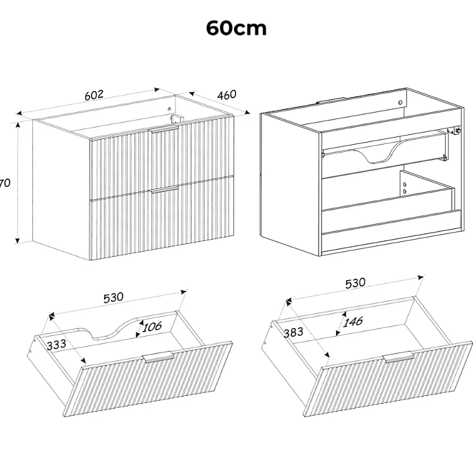 Petits-Meubles Meuble sous-vasque 80cm 2 niches Adriel Blanc
