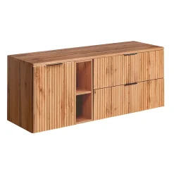 Petits-Meubles Meuble sous-vasque 140cm 2 niches panier à linge Adriel Bois