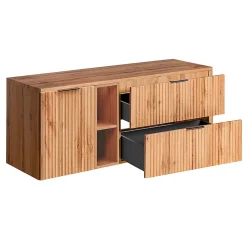 Petits-Meubles Meuble sous-vasque 140cm 2 niches panier à linge Adriel Bois