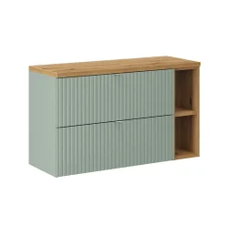 Petits-Meubles Meuble sous-vasque 100cm 2 tiroirs 2 niches Jade Vert et Bois