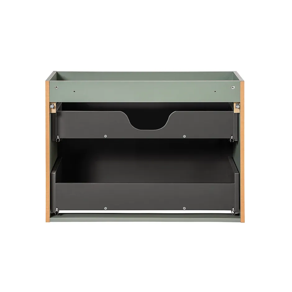 Petits-Meubles Meuble sous-vasque 100cm 2 tiroirs 2 niches Jade Vert et Bois