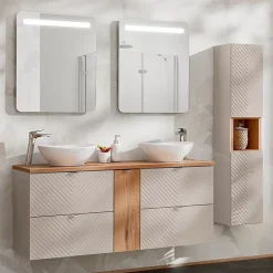 Petits-Meubles Meuble sous-vasque 140cm 4 tiroirs 1 porte Manoa Cachemire et bois* Meuble Sous-Vasque