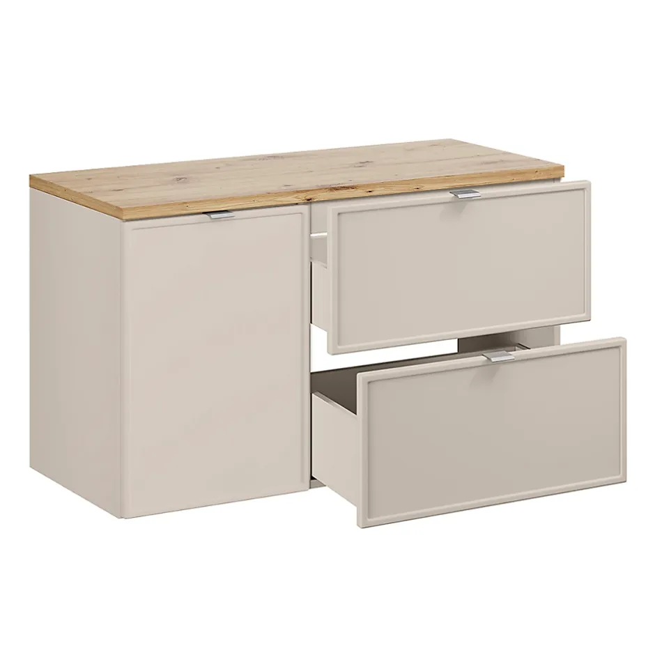 Petits-Meubles Meuble sous-vasque 100cm panier à linge Alba Cachemire