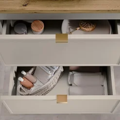 Petits-Meubles Meuble sous-vasque 100cm panier à linge Alba Cachemire