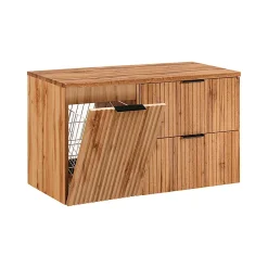 Petits-Meubles Meuble sous-vasque 100cm panier à linge Adriel Bois