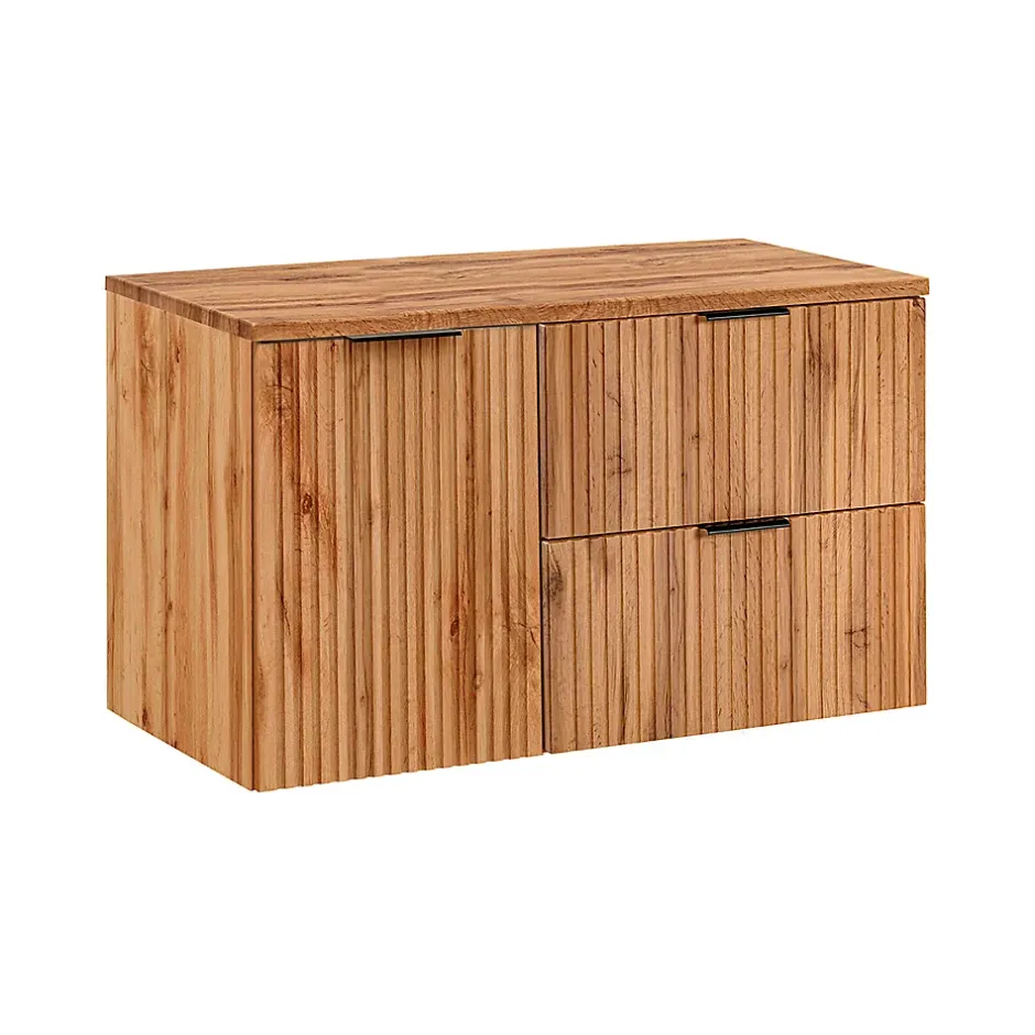 Petits-Meubles Meuble sous-vasque 100cm panier à linge Adriel Bois