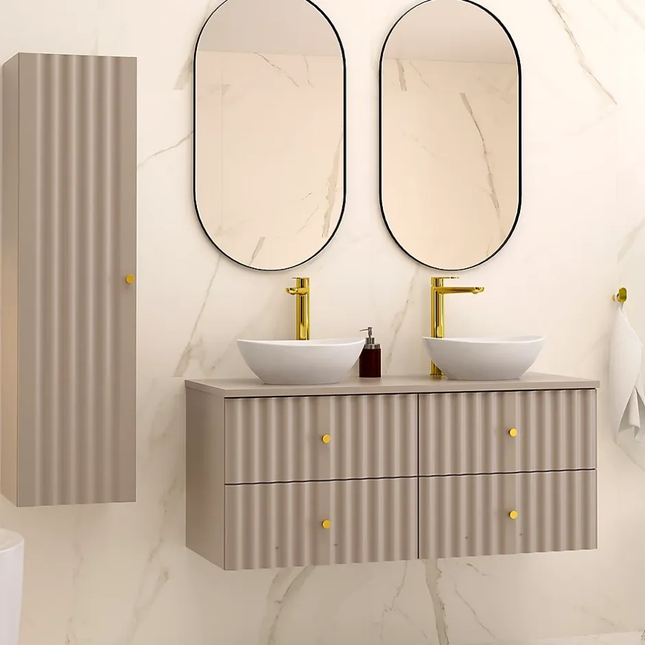 Petits-Meubles Meuble sous-vasque 120cm plan de toilette Izae Cachemire* Meuble Sous-Vasque